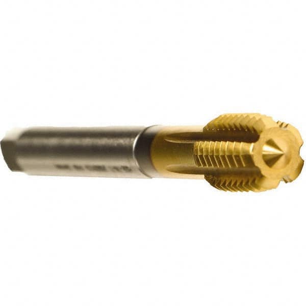 Emuge - 5/8-18 UNF 2BX Modified Bottoming Thread Forming Tap - Cobalt, TiN Finish, 3.937" OAL, 0.591" Thread Length, Right Hand Thread, Series Druck - Makers Industrial Supply