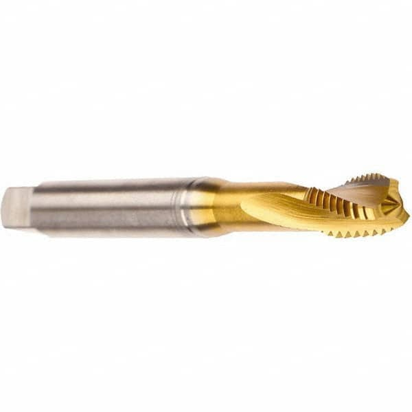 Emuge - 3/8-24 UNF 3 Flute 2BX Modified Bottoming Spiral Flute Tap - Cobalt, TiN Finish, 3.937" OAL, Right Hand Flute, Right Hand Thread, Series Rekord D - Makers Industrial Supply