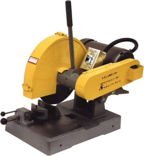 Kalamazoo - 14" Blade Diam, 1" Arbor Hole, Straight Chop & Cutoff Saw - 4,400 RPM, 5 hp, 220 Volts, 1 Phase - Makers Industrial Supply