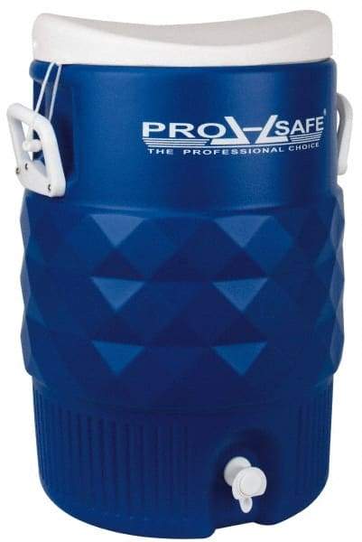 PRO-SAFE - 5 Gal Beverage Cooler - Plastic, Blue/White - Makers Industrial Supply