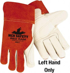 MCR Safety - Size L Cotton Lined Cowhide Welding Glove - White/Red, Left Hand - Makers Industrial Supply