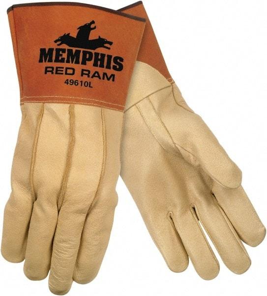 MCR Safety - Size L Unlined Pigskin Welding Glove - Tan, Pair - Makers Industrial Supply