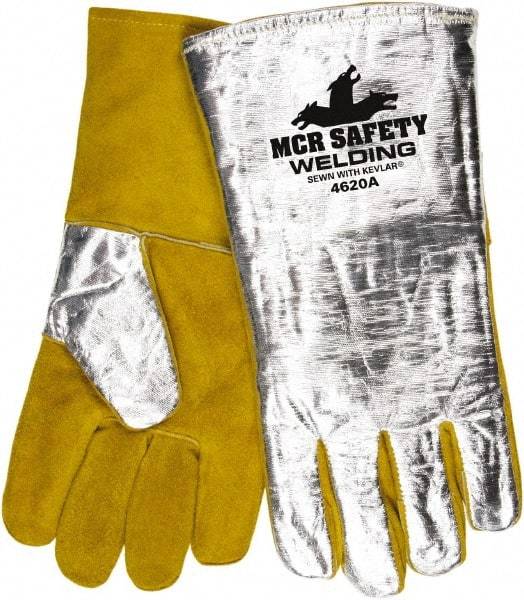 MCR Safety - Size XL Jersey Lined Aluminized Leather Welding Glove - Brown, Pair - Makers Industrial Supply