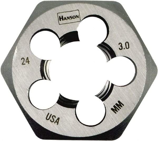 Irwin Hanson - M24x2.00 Metric Fine Thread, 1-13/16" Hex, Right Hand Thread, Hex Rethreading Die - Carbon Steel - Exact Industrial Supply