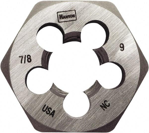 Irwin Hanson - 1-8 UNC Thread, 1-13/16" Hex, Right Hand Thread, Hex Rethreading Die - Carbon Steel - Exact Industrial Supply