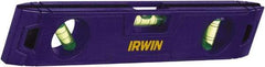 Irwin - Magnetic 9" Long 3 Vial Torpedo Level - ABS Plastic, Blue, 1 45°, 1 Level & 1 Plumb Vials - Makers Industrial Supply