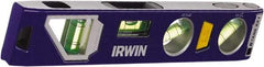 Irwin - Magnetic 9" Long 4 Vial Torpedo Level - Aluminum/Die Cast, Blue, 1 22.5°, 1 45°, 1 Level & 1 Plumb Vials - Makers Industrial Supply