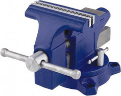 Irwin - 4-1/2" Jaw Width, 3" Opening Capacity, 2-3/8" Throat Depth, Steel Swivel Bench Vise - Bolt Down Base Attachment, Anvil - Makers Industrial Supply