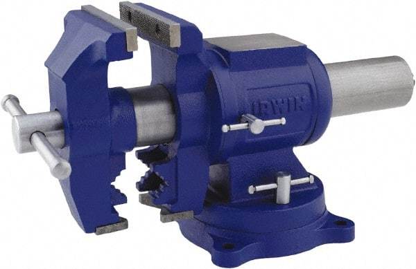 Irwin - 5" Jaw Width, 4-57/64" Opening Capacity, 3" Throat Depth, Steel Swivel Bench Vise - Bolt Down Base Attachment, Anvil - Makers Industrial Supply