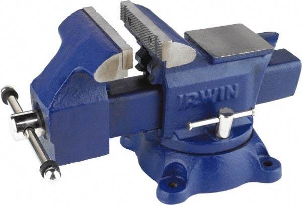 Irwin - 4-1/2" Jaw Width, 4" Opening Capacity, 2-3/8" Throat Depth, Steel Stationary Bench Vise - Bolt Down Base Attachment, Anvil - Makers Industrial Supply