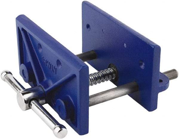 Irwin - 6-1/2" Jaw Width, 4-1/2" Jaw Opening, 2" Throat Depth, Woodworking Vise - Standard Spindle - Makers Industrial Supply