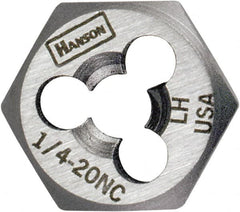 Irwin Hanson - 1-8 UNC Thread, 1-13/16" Hex, Left Hand Thread, Hex Rethreading Die - Carbon Steel, 1" Thick - Exact Industrial Supply