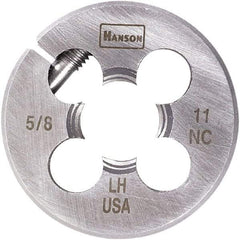 Irwin Hanson - 1-1/2 - 6 UNC Thread, 3" Outside Diam Carbon Steel Round Die - 1" Thick, Right Hand Thread, Adjustable - Exact Industrial Supply