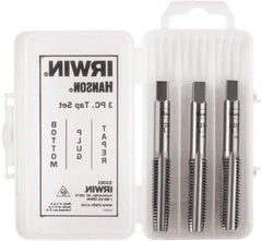 Irwin Hanson - M10x1.00 Metric, 4 Flute, Bottoming, Plug & Taper, Bright Finish, Carbon Steel Tap Set - Right Hand Cut, 2B Class of Fit, Series Hanson - Makers Industrial Supply