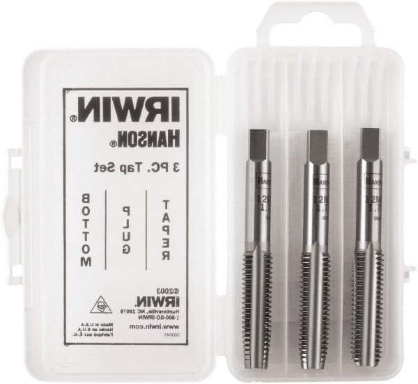 Irwin Hanson - 3/8-24 UNF, 4 Flute, Bottoming, Plug & Taper, Bright Finish, Carbon Steel Tap Set - Right Hand Cut, 2B Class of Fit, Series Hanson - Makers Industrial Supply