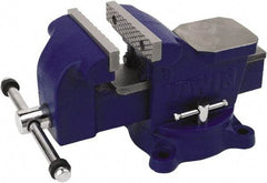 Irwin - 4" Jaw Width, 3" Opening Capacity, 2-13/64" Throat Depth, Steel Swivel Bench Vise - Bolt Down Base Attachment, Anvil - Makers Industrial Supply