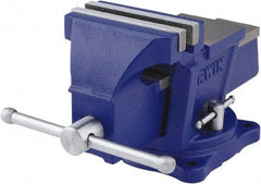 Irwin - 4" Jaw Width, 3" Opening Capacity, 2-3/8" Throat Depth, Steel Swivel Bench Vise - Bolt Down Base Attachment, Anvil - Makers Industrial Supply