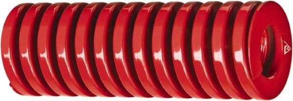 Associated Spring Raymond - 2" Hole Diam, 1" Rod Diam, 10" Free Length, Red Die Spring - 1838 Lb Max Deflection, 3.5551" Max Deflection, Heavy Duty, Chromium Alloy Steel - Makers Industrial Supply