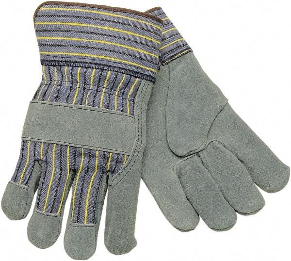 MCR Safety - Size L Cowhide General Protection Work Gloves - For Work & Driver, Uncoated, Safety Cuff, Blue/Yellow, Paired - Makers Industrial Supply