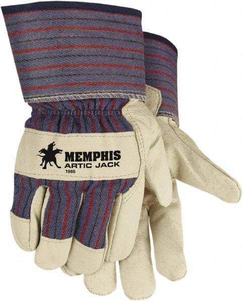 MCR Safety - Size L Work Gloves - Safety Cuff, Beige/Blue/Red/Black, Paired - Makers Industrial Supply