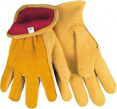 MCR Safety - Size M Deerskin Cold Protection Work Gloves - For Work & Driver, Uncoated, Slip-On Cuff, Natural/Red, Paired - Makers Industrial Supply