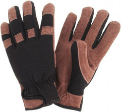 MCR Safety - Size M Cowhide General Protection Work Gloves - For General Purpose, Uncoated, Hook & Loop Cuff, Brown/Black, Paired - Makers Industrial Supply