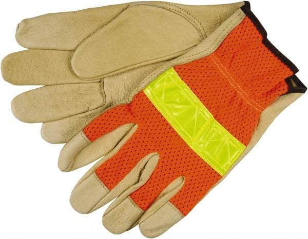 MCR Safety - Size 2XL General Protection Work Gloves - For General Purpose, Uncoated, Tan/Hi-Vis Orange, Paired - Makers Industrial Supply