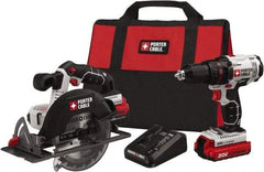 Porter-Cable - 20 Volt Cordless Tool Combination Kit - Includes Drill/Driver & Circular Saw, Lithium-Ion Battery Included - Makers Industrial Supply