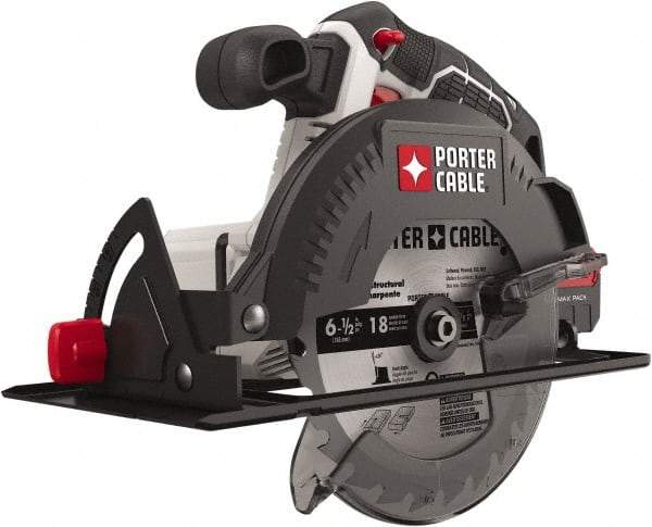 Porter-Cable - 20 Volt, 6-1/2" Blade, Cordless Circular Saw - 4,200 RPM, Lithium-Ion Batteries Not Included - Makers Industrial Supply