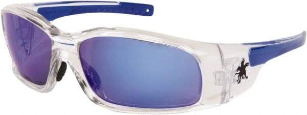 MCR Safety - Blue Mirror Lenses, Framed Safety Glasses - Scratch Resistant, Size Universal, Wrap Around - Makers Industrial Supply