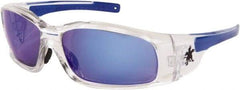 MCR Safety - Blue Mirror Lenses, Framed Safety Glasses - Scratch Resistant, Size Universal, Wrap Around - Makers Industrial Supply