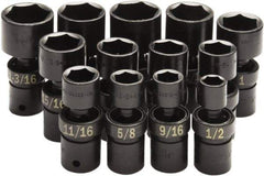 SK - 13 Piece 1/2" Drive Standard Impact Socket Set - 6 Points, 1/2 to 1-1/4", Inch Measurement Standard - Makers Industrial Supply