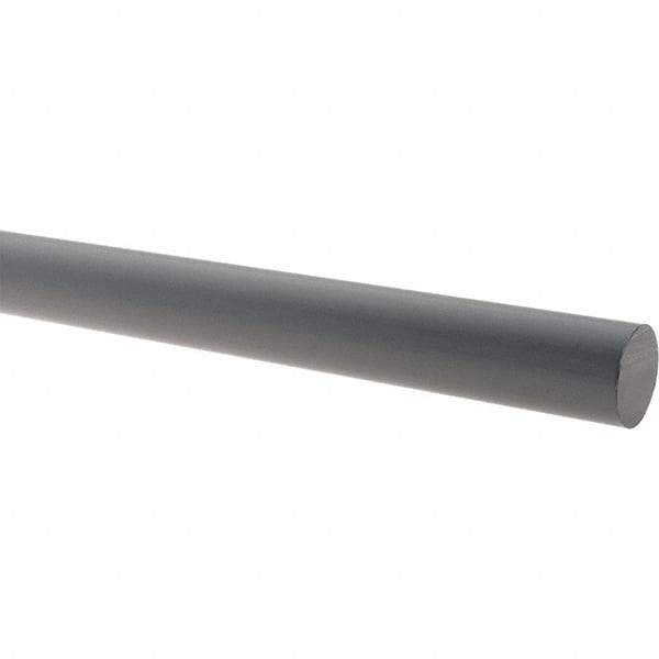 Made in USA - 5' Long, 1-1/2" Diam, PVC Plastic Rod - Gray - Makers Industrial Supply