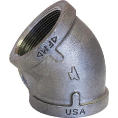 Black 45 ° Elbow: 1-1/2″, 150 psi, Threaded Malleable Iron, Galvanized Finish, Class 150