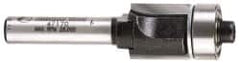 Amana Tool - 1/2" Cut Diam, 1/2" Length of Cut, 2 Flute Flush Trim Edge Profile Router Bit - Carbide-Tipped, 1/4" Shank Diam, 1-31/32" OAL, Uncoated - Makers Industrial Supply