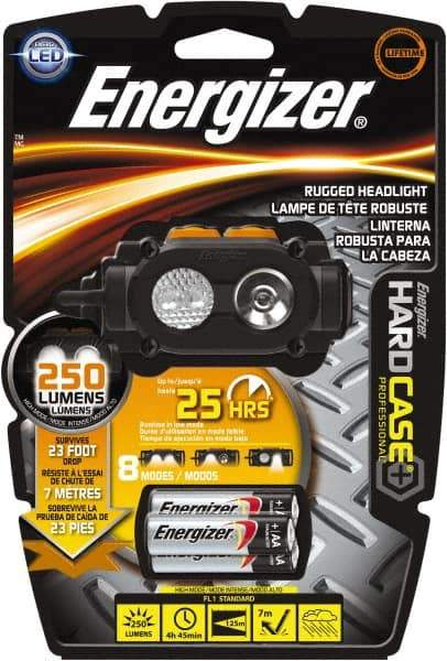 Energizer - 2 Red, Green, White LED Bulb, 160 Lumens, Hands-free Flashlight - Black, Gray Plastic Body, 3 AA Alkaline Batteries Included - Makers Industrial Supply