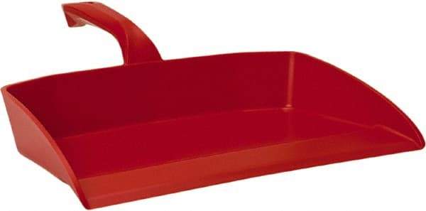 Vikan - 12-1/2" Wide Handheld Dustpan - Plastic Body, 4-1/2" Handle, Red - Makers Industrial Supply