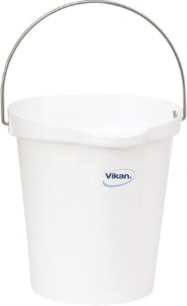 Vikan - 3 Gal, Polypropylene Round White Single Pail with Pour Spout - Handle Included - Makers Industrial Supply