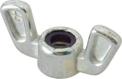 Value Collection - 1/4-20 UNC, Zinc Plated, Zinc Alloy Nylon-Insert Locking Wing Nut - Grade 2, 1-1/4" Wing Span, 19/32" Wing Span - Makers Industrial Supply