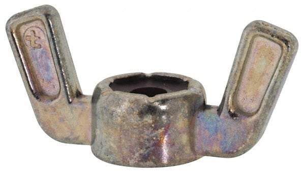 Value Collection - #8-32 UNC, Zinc Plated, Zinc Alloy Nylon-Insert Locking Wing Nut - Grade 2, 1.031" Wing Span, 1/2" Wing Span - Makers Industrial Supply