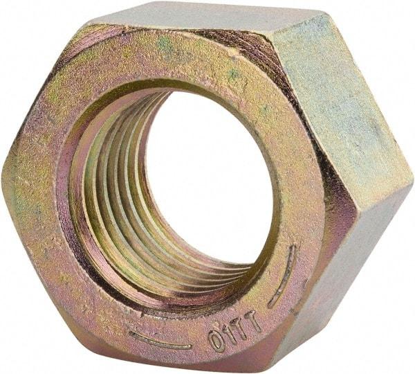 Value Collection - 2 - 4-1/2 UNC Steel Right Hand Hex Nut - 3-1/8" Across Flats, 1-23/32" High, Zinc Yellow Dichromate Finish - Makers Industrial Supply