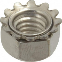 Value Collection - 5/16-18, 0.328" High, Uncoated, Stainless Steel Hex Nut with External Tooth Washer - 37/64" Washer Diam, 1/2" Width Across Flats, Grade 18-8 - Makers Industrial Supply