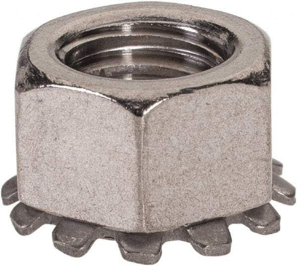 Value Collection - 3/8-16, 0.391" High, Uncoated, Stainless Steel Hex Nut with External Tooth Washer - 21/32" Washer Diam, 9/16" Width Across Flats, Grade 18-8 - Makers Industrial Supply