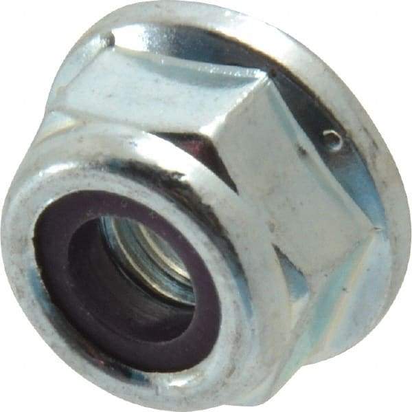 Value Collection - 1/4-20 UNC Grade 2 Hex Flange Lock Nut with Nylon Insert - 7/16" Width Across Flats, 5/16" High, Zinc-Plated Finish - Makers Industrial Supply