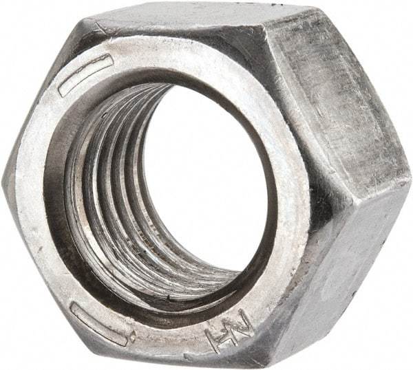 Value Collection - 1-8 UNC Steel Right Hand Hex Nut - 1-1/2" Across Flats, 55/64" High, Uncoated - Makers Industrial Supply