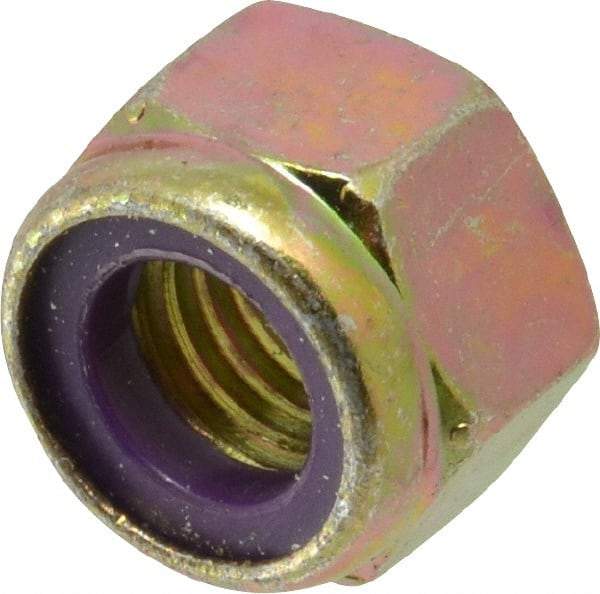 Value Collection - 9/16-12 UNC Grade 8 Hex Lock Nut with Nylon Insert - 7/8" Width Across Flats, 41/64" High, Zinc Yellow Dichromate Finish - Makers Industrial Supply