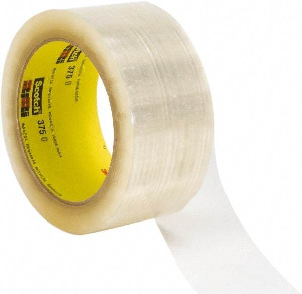 3M - 48mm x 914m Clear Rubber Adhesive Sealing Tape - Polypropylene Film Backing, 3.1 mil Thick, 35 Lb Tensile Strength, Series 375 - Makers Industrial Supply