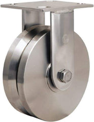 Hamilton - 6" Diam x 2" Wide, Stainless Steel Rigid Caster - 800 Lb Capacity, Top Plate Mount, 3-3/4" x 4-1/2" Plate, Stainless Steel Precision Ball Bearing - Makers Industrial Supply