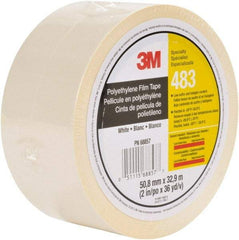 3M - 36 Yds. x 2", White Polyethylene Film Tape - 483 Series, 5 mil Thick, 10 Lb./Inch Tensile Strength - Makers Industrial Supply