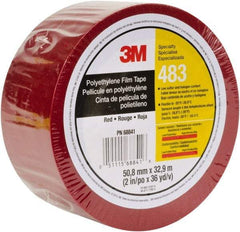 3M - 36 Yds. x 2", Red Polyethylene Film Tape - 483 Series, 5 mil Thick, 10 Lb./Inch Tensile Strength - Makers Industrial Supply